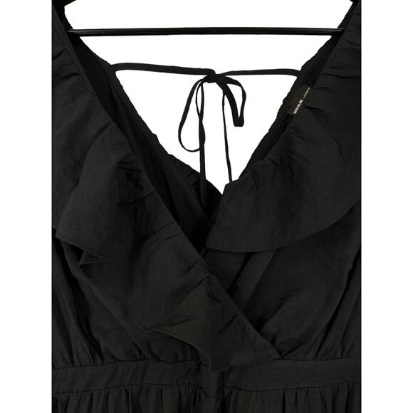 River Island Plus dress ruffle smock maxi black size 20 - Picture 4 of 8